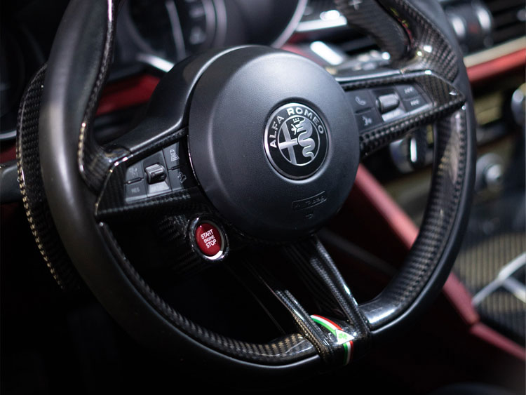 Alfa Romeo Stelvio Steering Wheel Trim - Carbon Fiber - Main Center Trim Piece - QV Model